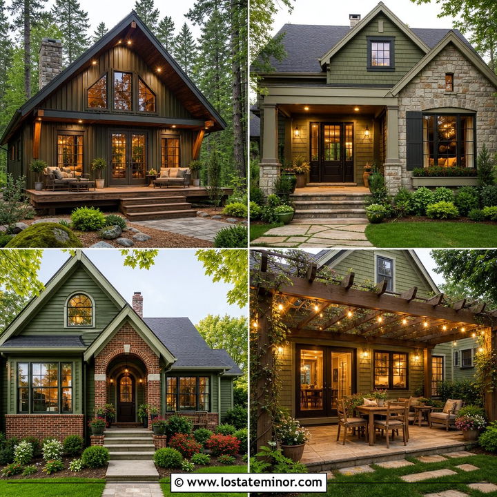 30 Moss Green House Design With Lighting Ideas for a Warm Glow