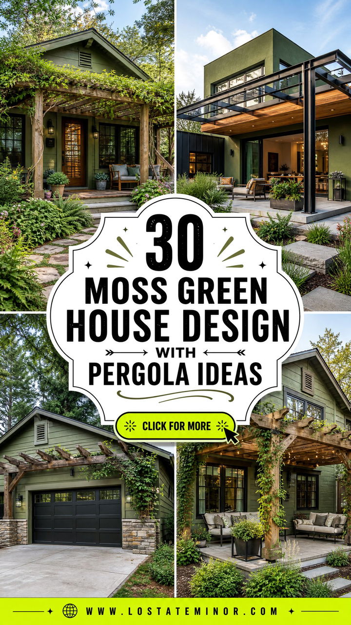 30 Moss Green House Design With Pergola Ideas for Outdoor Living - 30 Moss Green House Design With Pergola Ideas for Outdoor Living