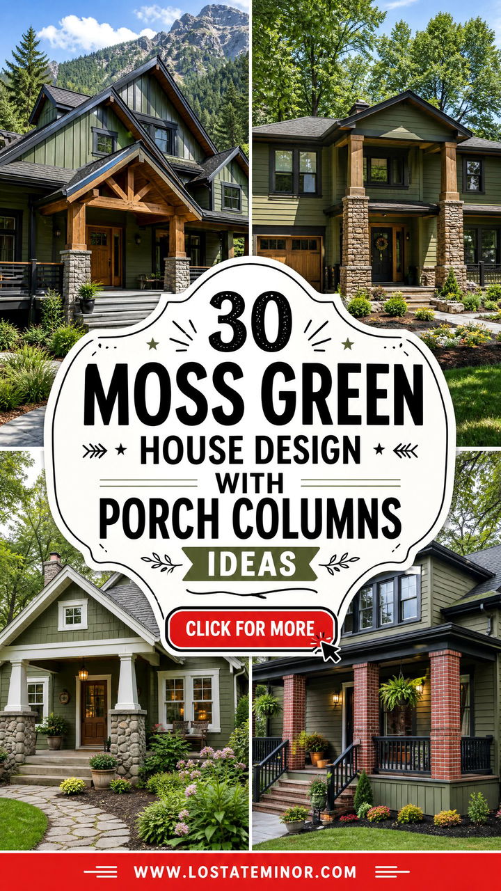 30 Moss Green House Design With Porch Columns Ideas to Inspire - 30 Moss Green House Design With Porch Columns Ideas to Inspire