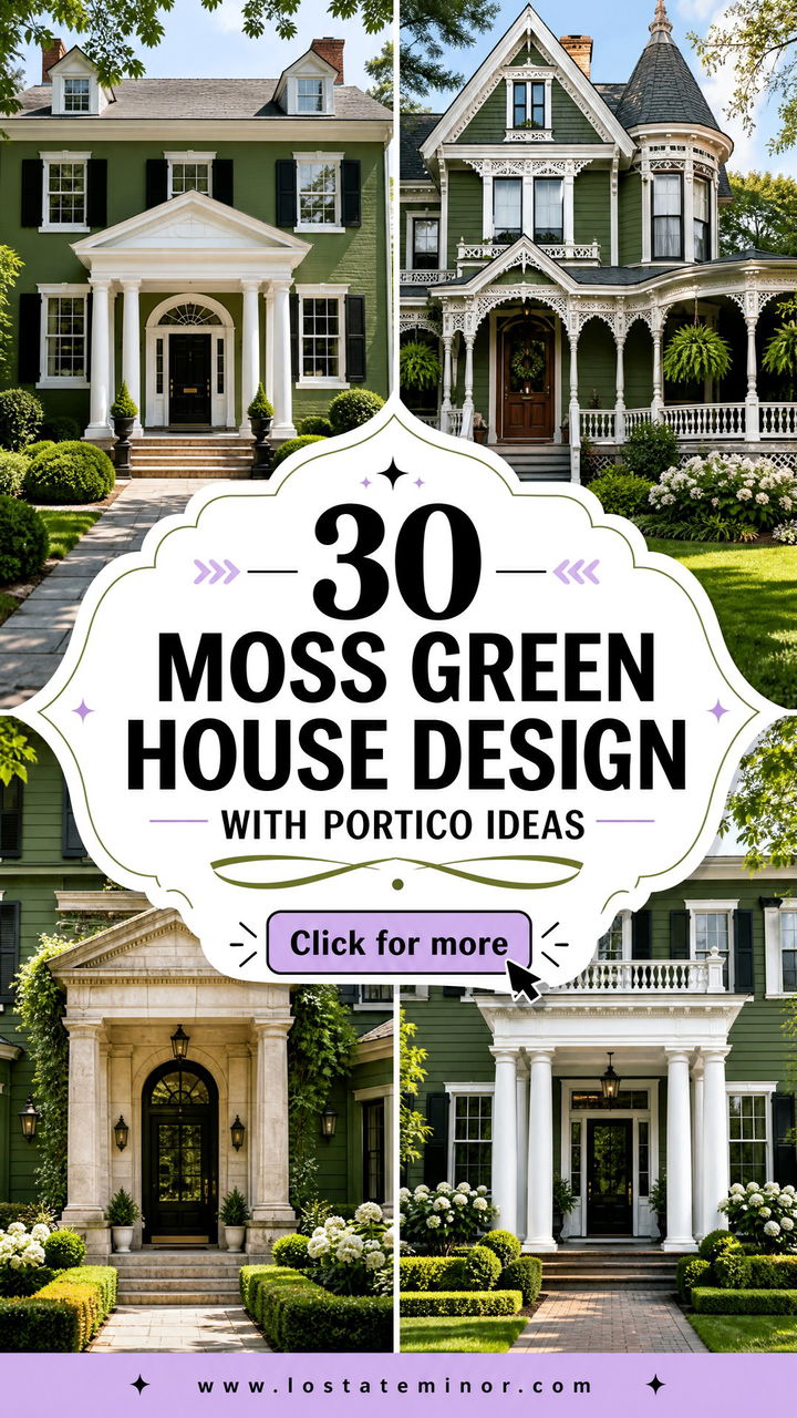 30 Moss Green House Design With Portico Ideas for Grand Entrances - 30 Moss Green House Design With Portico Ideas for Grand Entrances