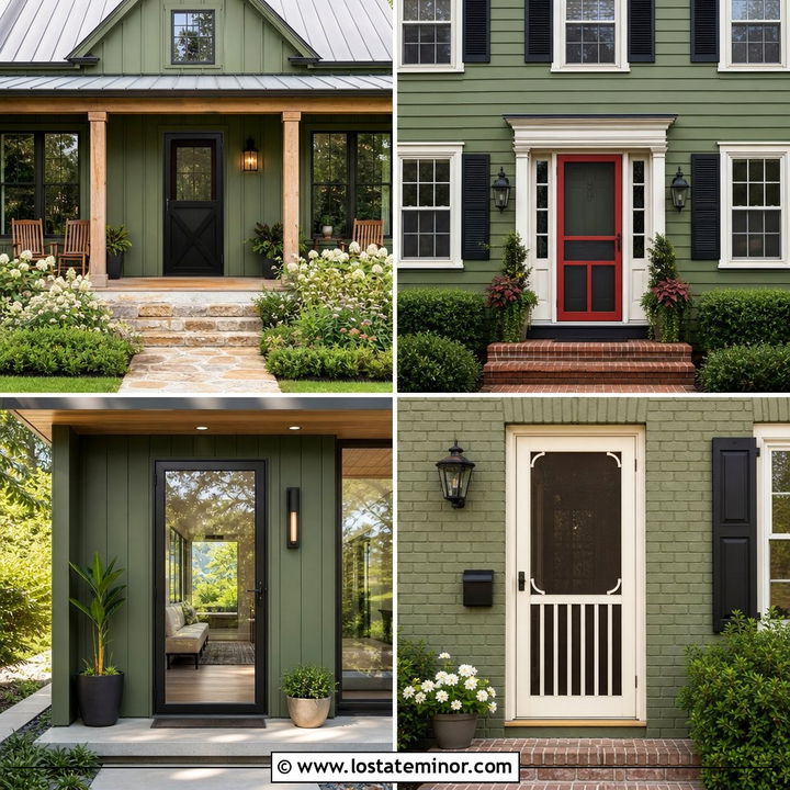 30 Moss Green House Design With Screen Door Ideas for Cozy Homes