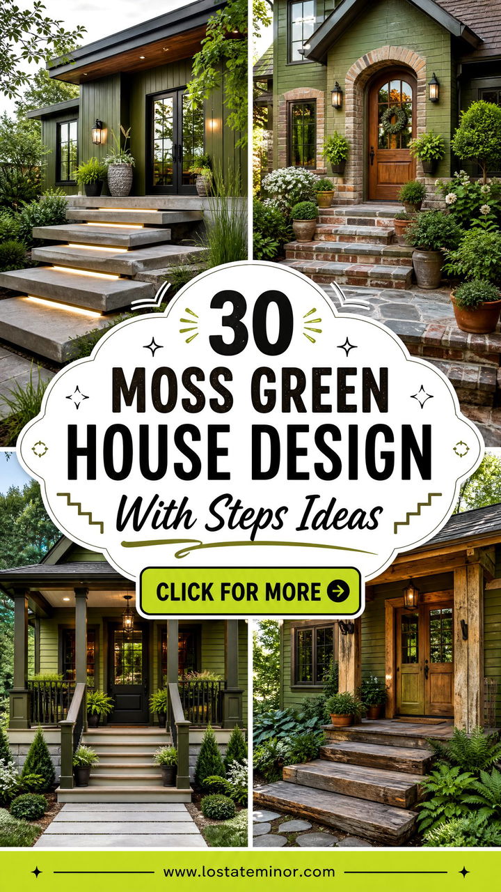 30 Moss Green House Design With Steps Ideas for Welcoming Entries - 30 Moss Green House Design With Steps Ideas for Welcoming Entries