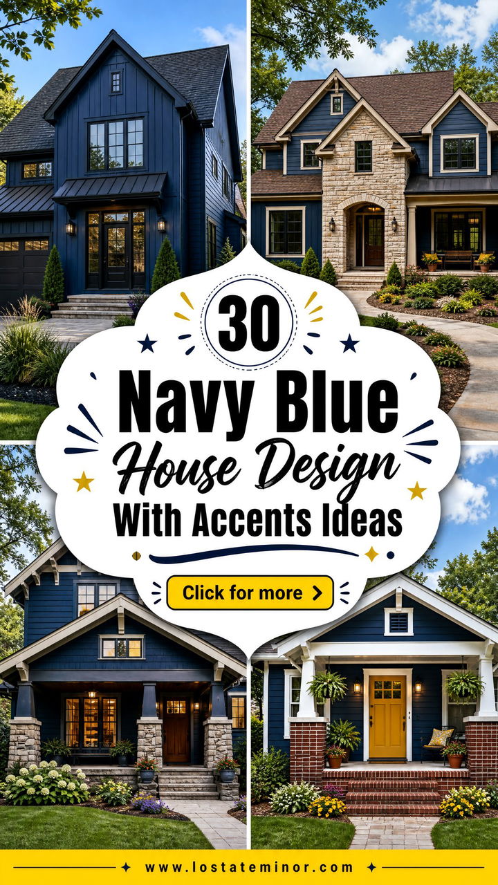 30 Navy Blue House Design With Accents Ideas for Bold Curb Appeal - 30 Navy Blue House Design With Accents Ideas for Bold Curb Appeal