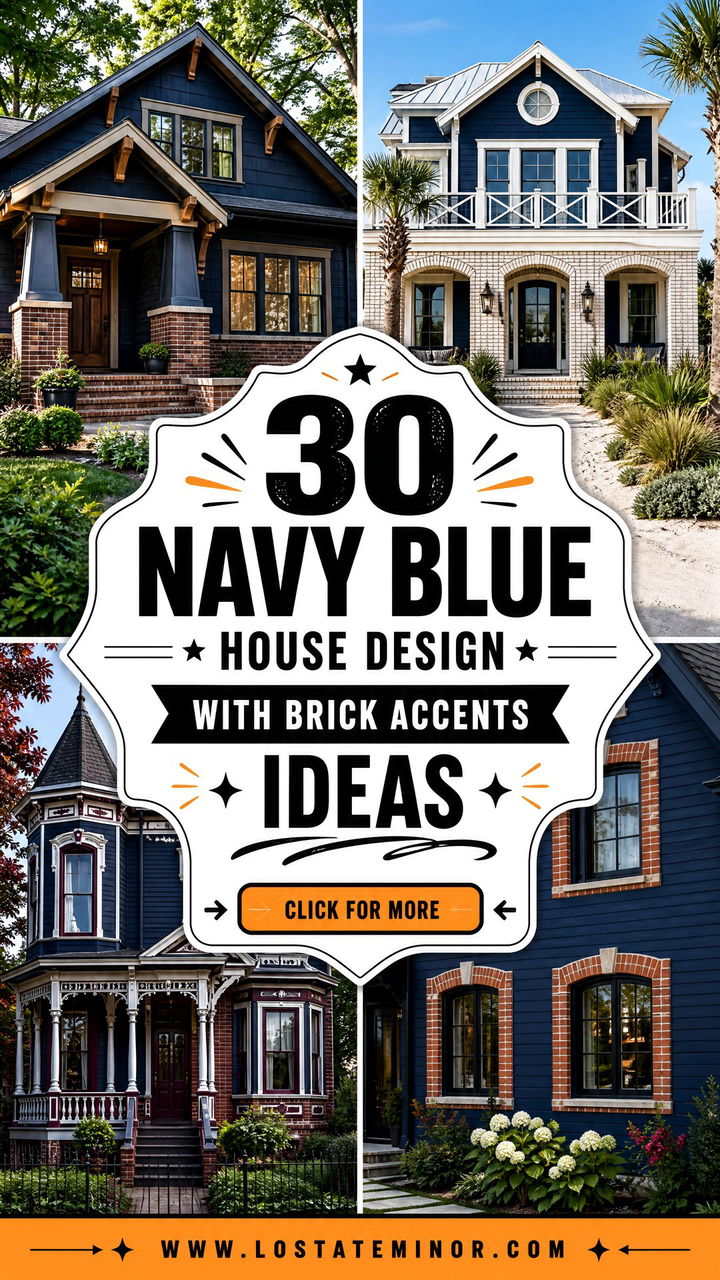 30 Navy Blue House Design With Brick Accents Ideas to Love - 30 Navy Blue House Design With Brick Accents Ideas to Love