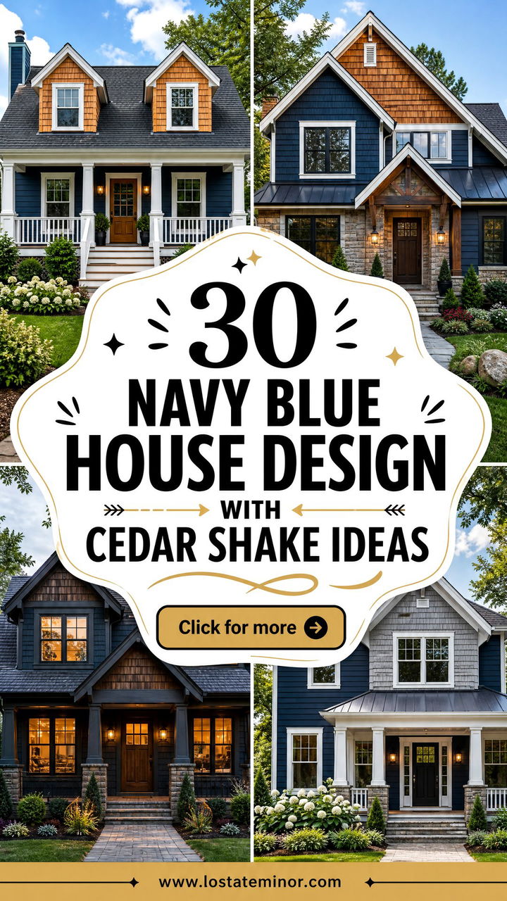 30 Navy Blue House Design With Cedar Shake Ideas to Inspire - 30 Navy Blue House Design With Cedar Shake Ideas to Inspire