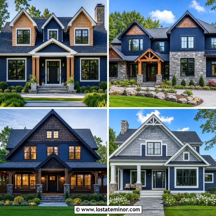 30 Navy Blue House Design With Cedar Shake Ideas to Inspire