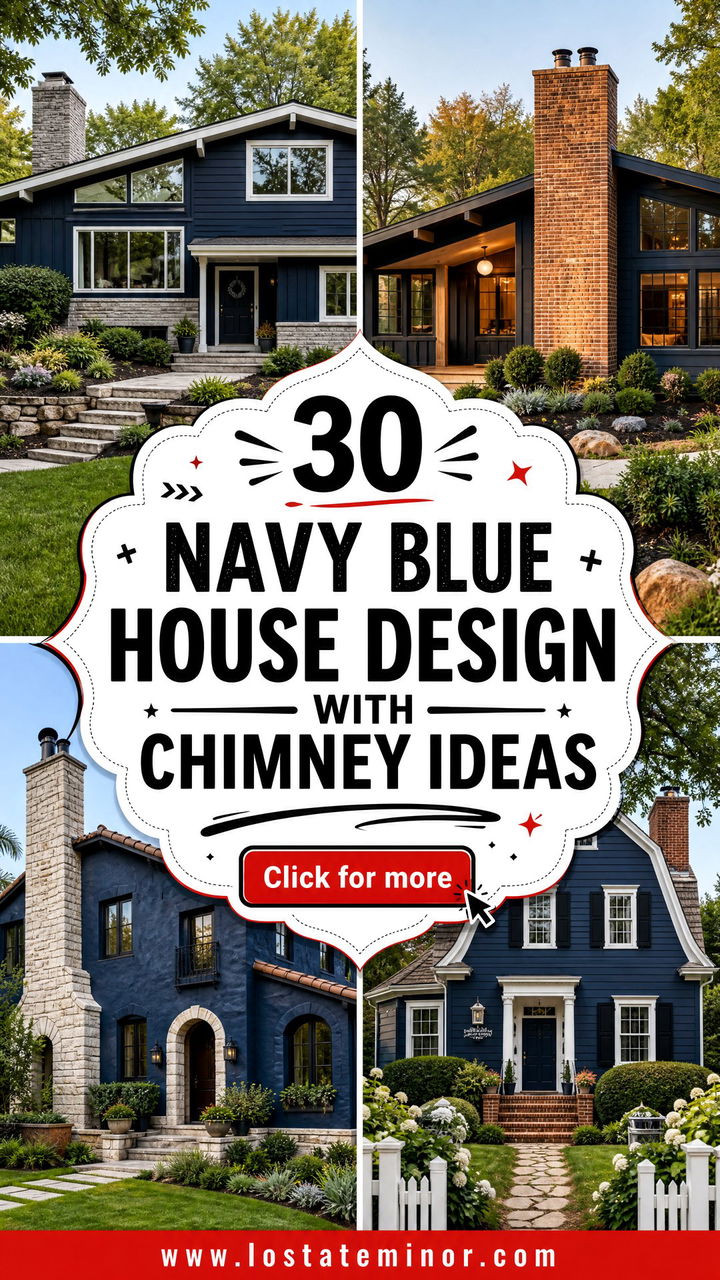 30 Navy Blue House Design With Chimney Ideas With Charm - 30 Navy Blue House Design With Chimney Ideas With Charm