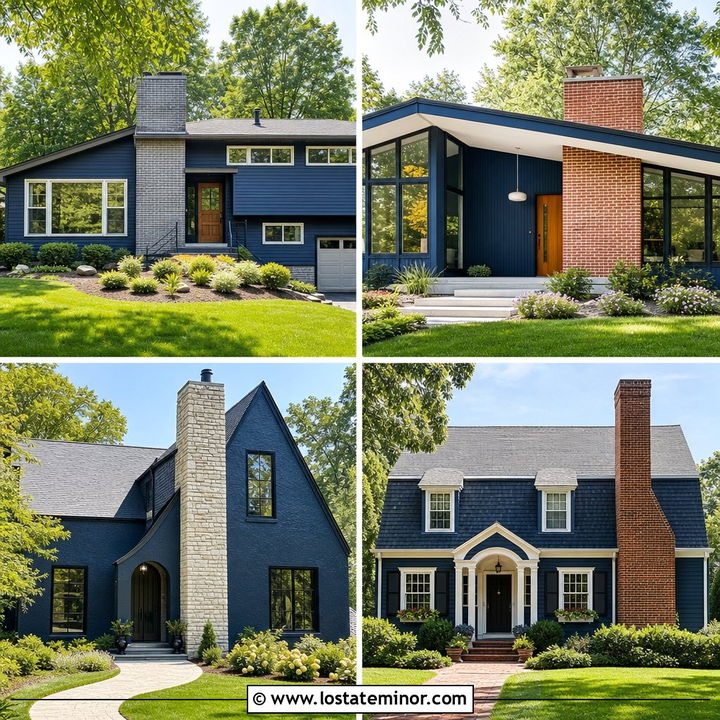 30 Navy Blue House Design With Chimney Ideas With Charm
