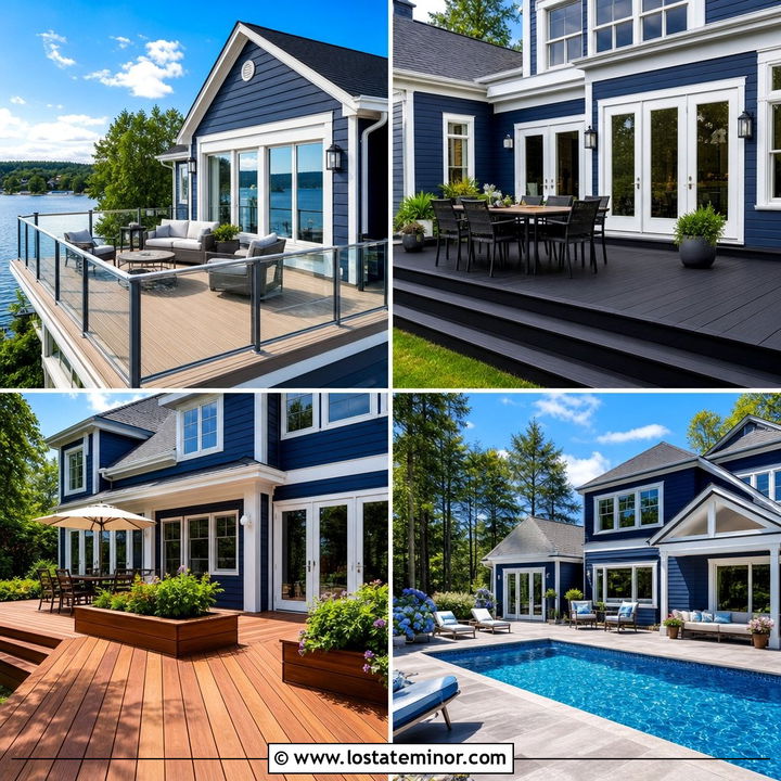 30 Navy Blue House Design With Deck Ideas for Outdoor Style