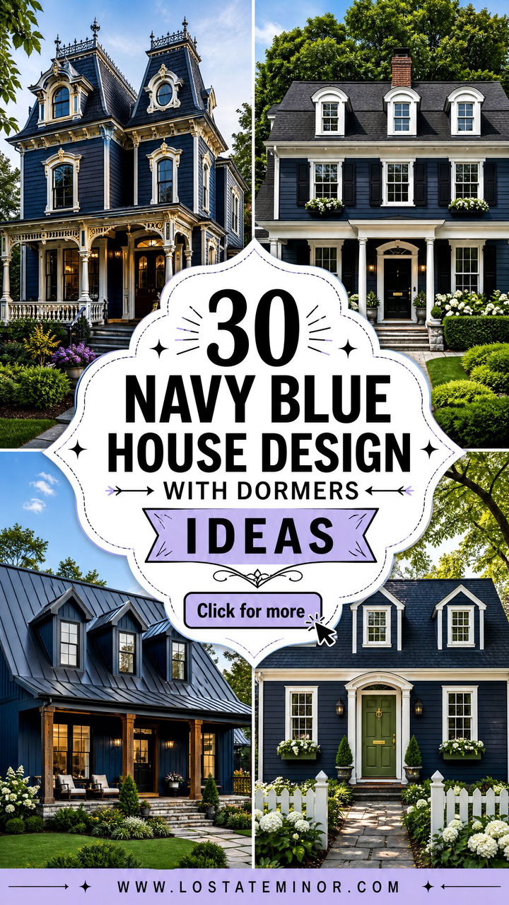 30 Navy Blue House Design With Dormers Ideas Full of Charm - 30 Navy Blue House Design With Dormers Ideas Full of Charm