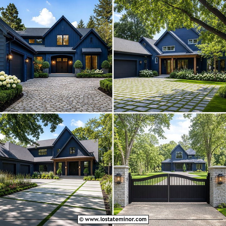 30 Navy Blue House Design With Driveway Ideas for Curb Appeal