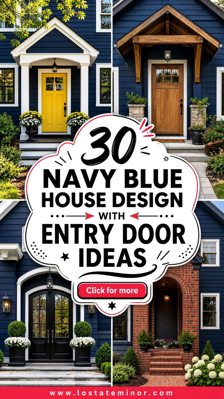 30 Navy Blue House Design With Entry Door Ideas With Style - 30 Navy Blue House Design With Entry Door Ideas With Style
