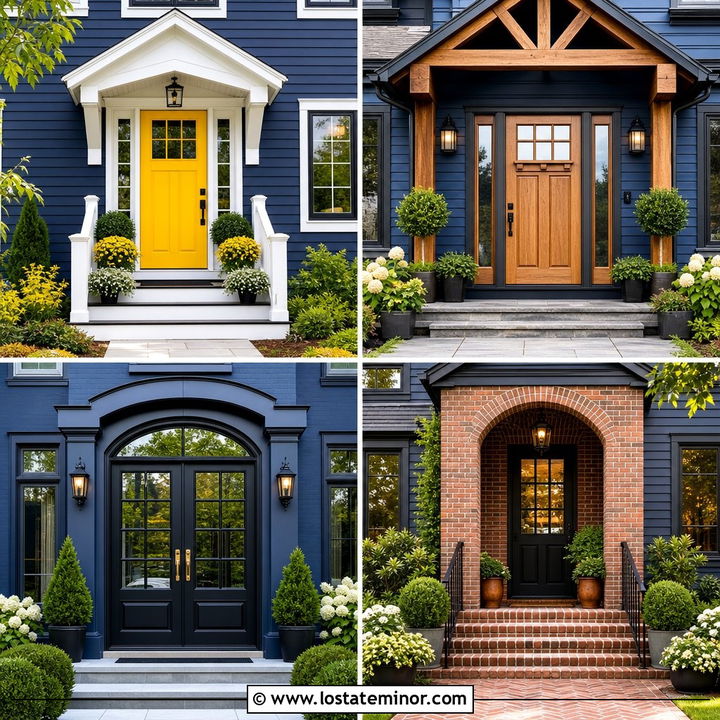30 Navy Blue House Design With Entry Door Ideas With Style