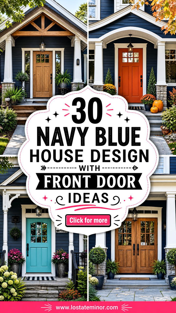 30 Navy Blue House Design With Front Door Ideas for Instant Charm - 30 Navy Blue House Design With Front Door Ideas for Instant Charm