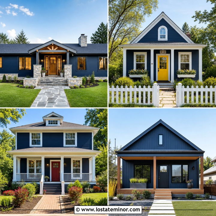 30 Navy Blue House Design With Front Porch Ideas You’ll Love