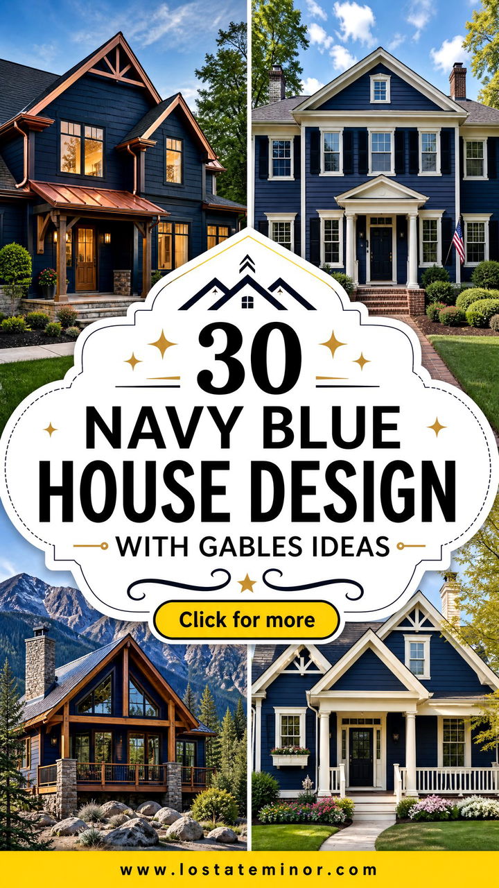 30 Navy Blue House Design With Gables Ideas With Striking Style - 30 Navy Blue House Design With Gables Ideas With Striking Style