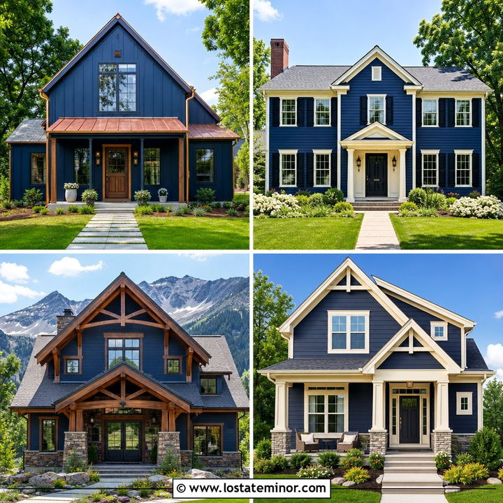 30 Navy Blue House Design With Gables Ideas With Striking Style