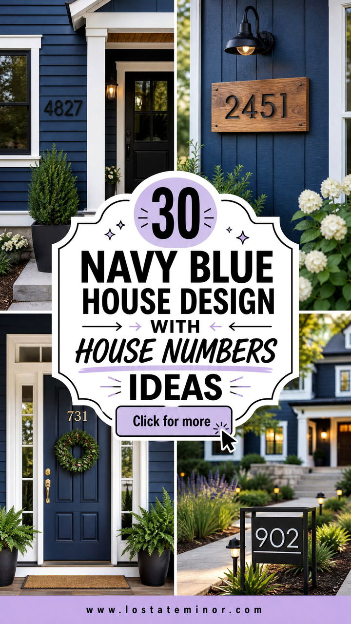 30 Navy Blue House Design With House Numbers Ideas Youll Love - 30 Navy Blue House Design With House Numbers Ideas You’ll Love
