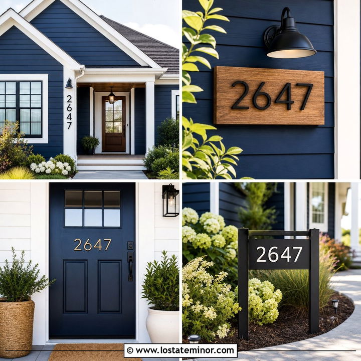 30 Navy Blue House Design With House Numbers Ideas You’ll Love