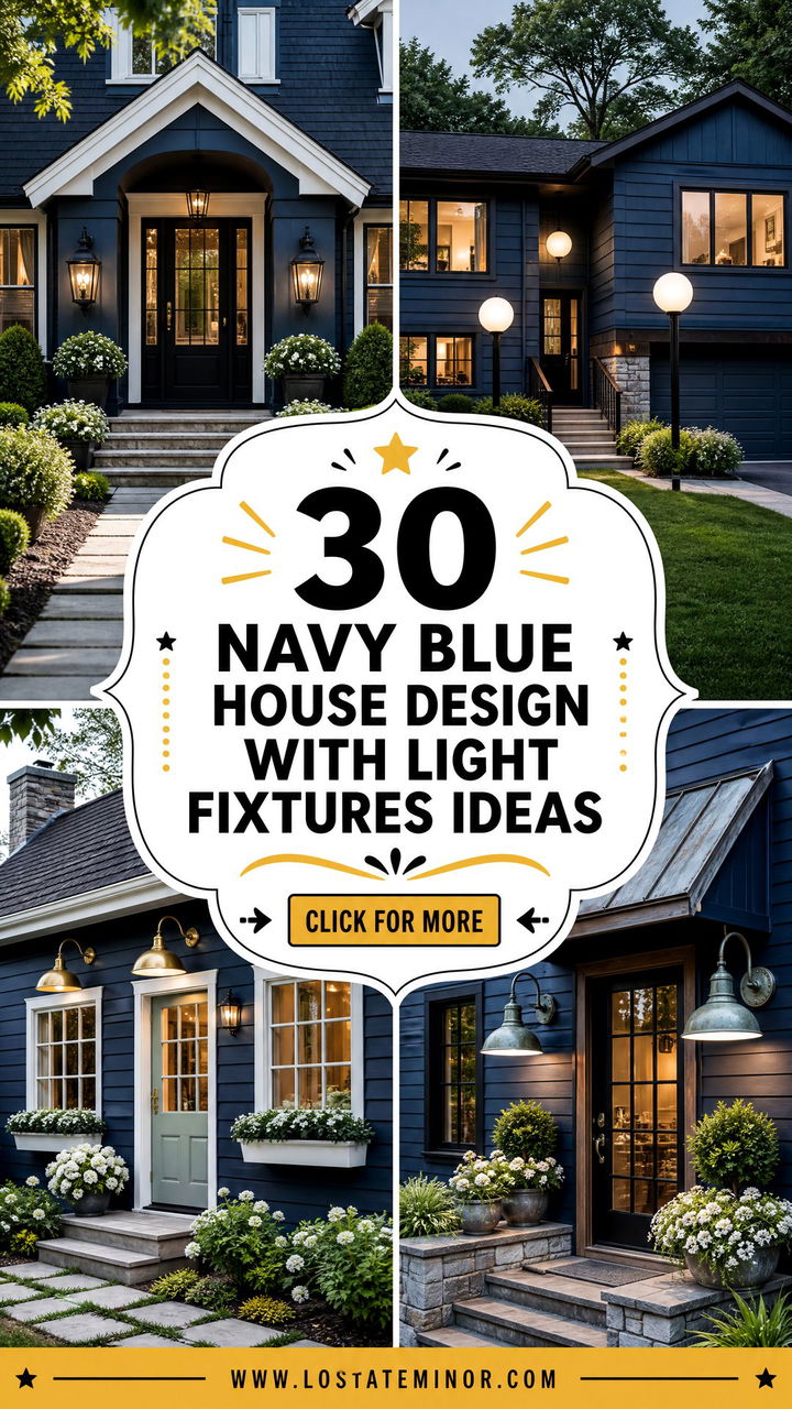 30 Navy Blue House Design With Light Fixtures Ideas That Shine - 30 Navy Blue House Design With Light Fixtures Ideas That Shine