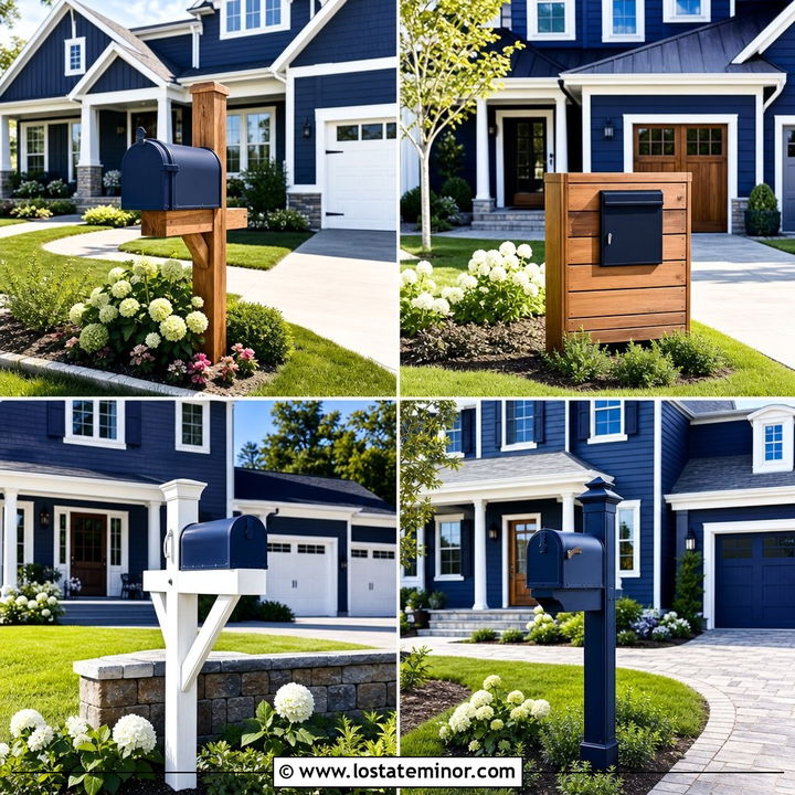30 Navy Blue House Design With Mailbox Ideas to Boost Curb Appeal