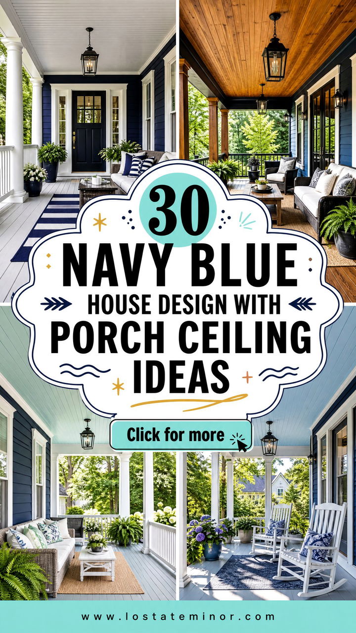 30 Navy Blue House Design With Porch Ceiling Ideas Youll Love - 30 Navy Blue House Design With Porch Ceiling Ideas You’ll Love