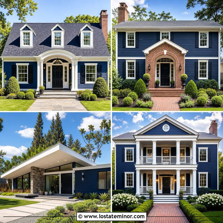 30 Navy Blue House Design With Portico Ideas for a Grand Entry