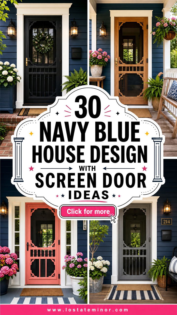30 Navy Blue House Design With Screen Door Ideas Welcoming Looks - 30 Navy Blue House Design With Screen Door Ideas: Welcoming Looks
