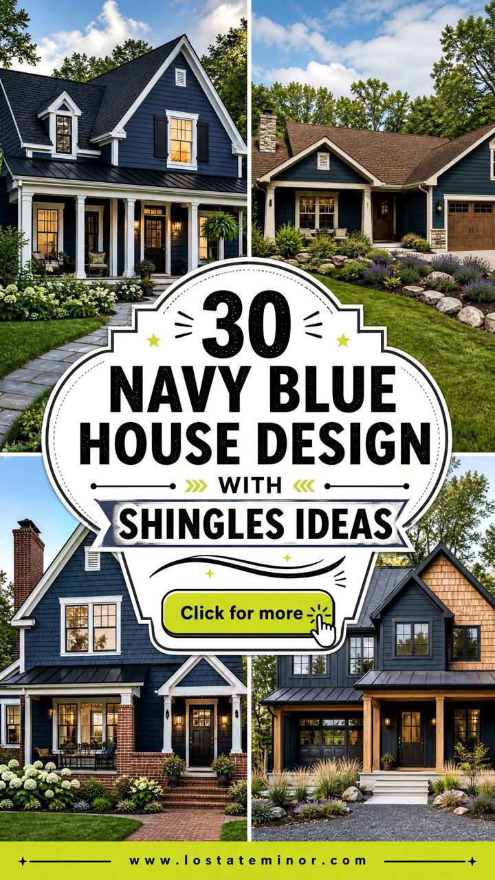 30 Navy Blue House Design With Shingles Ideas for Timeless Style - 30 Navy Blue House Design With Shingles Ideas for Timeless Style