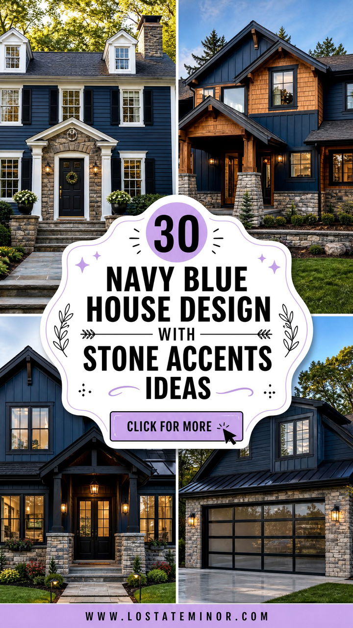 30 Navy Blue House Design With Stone Accents Ideas Luxe Looks - 30 Navy Blue House Design With Stone Accents Ideas: Luxe Looks