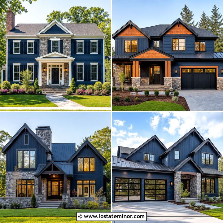 30 Navy Blue House Design With Stone Accents Ideas: Luxe Looks