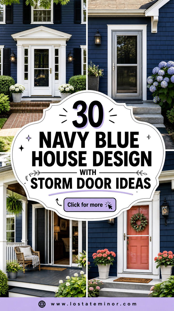 30 Navy Blue House Design With Storm Door Ideas Charming Entries - 30 Navy Blue House Design With Storm Door Ideas: Charming Entries