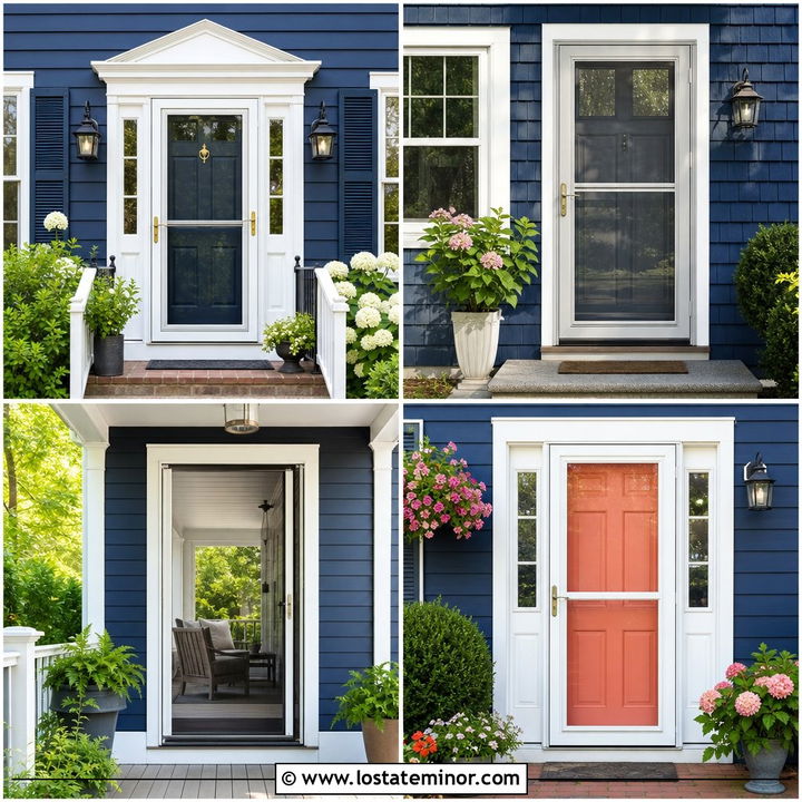 30 Navy Blue House Design With Storm Door Ideas: Charming Entries