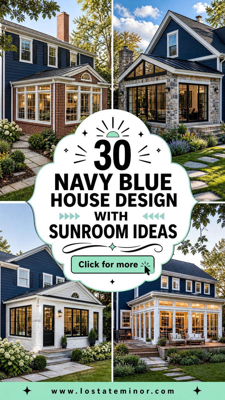 30 Navy Blue House Design With Sunroom Ideas for Year-Round Joy - 30 Navy Blue House Design With Sunroom Ideas for Year-Round Joy