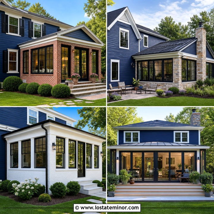 30 Navy Blue House Design With Sunroom Ideas for Year-Round Joy