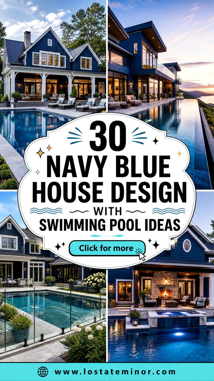 30 Navy Blue House Design With Swimming Pool Ideas Poolside Bliss - 30 Navy Blue House Design With Swimming Pool Ideas: Poolside Bliss