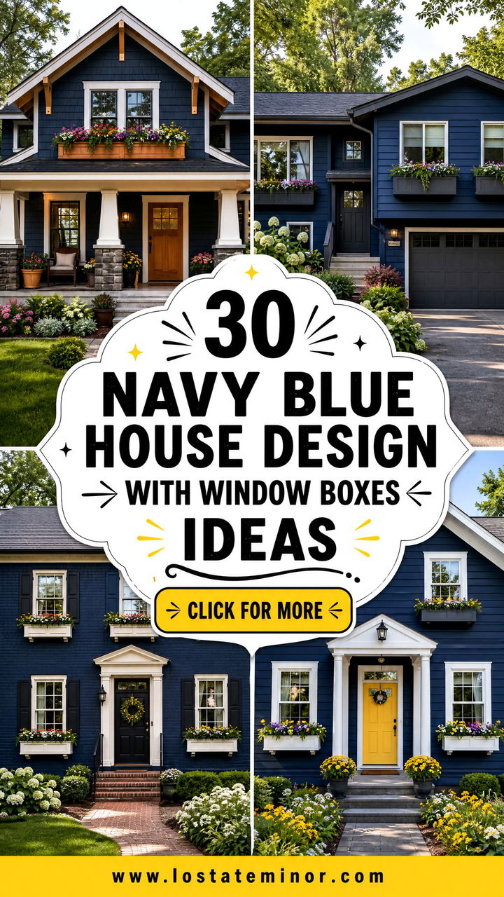 30 Navy Blue House Design With Window Boxes Ideas Fresh Charm - 30 Navy Blue House Design With Window Boxes Ideas: Fresh Charm