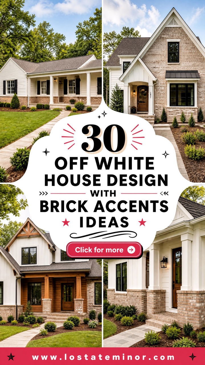 30 Off White House Design With Brick Accents Ideas Timeless - 30 Off White House Design With Brick Accents Ideas: Timeless