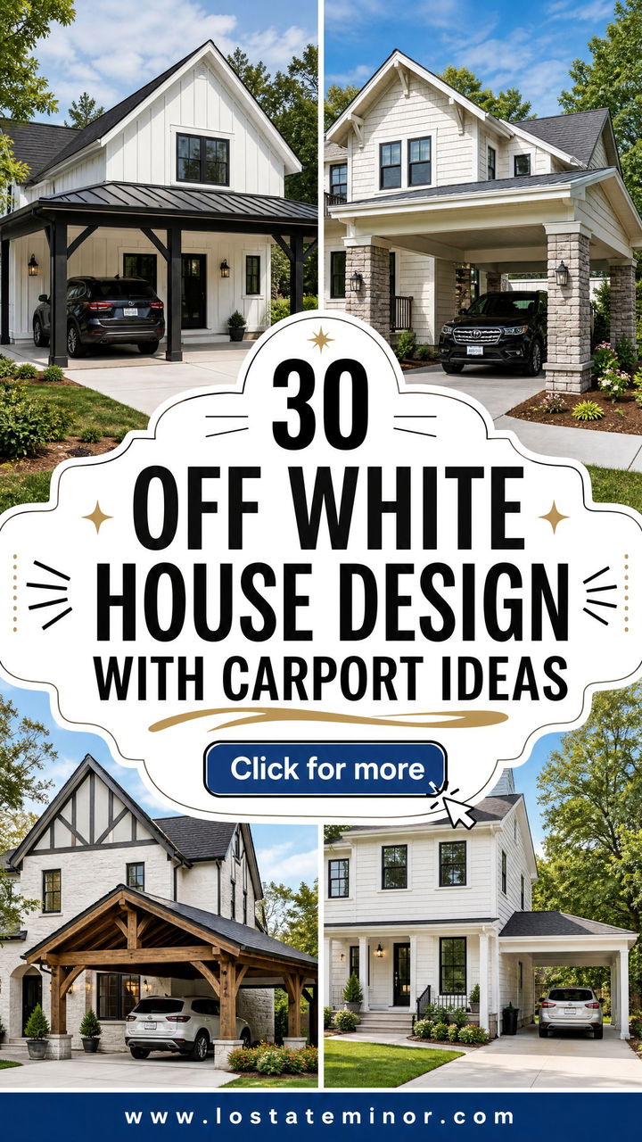 30 Off White House Design With Carport Ideas Smart Style - 30 Off White House Design With Carport Ideas: Smart Style