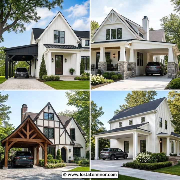 30 Off White House Design With Carport Ideas: Smart Style