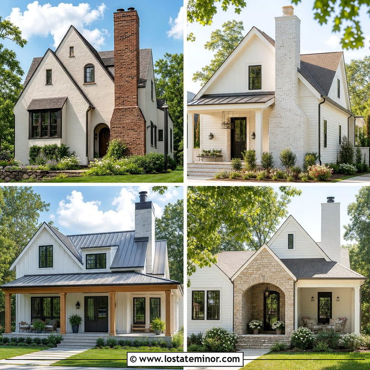 30 Off White House Design With Chimney Ideas: Classic Charm