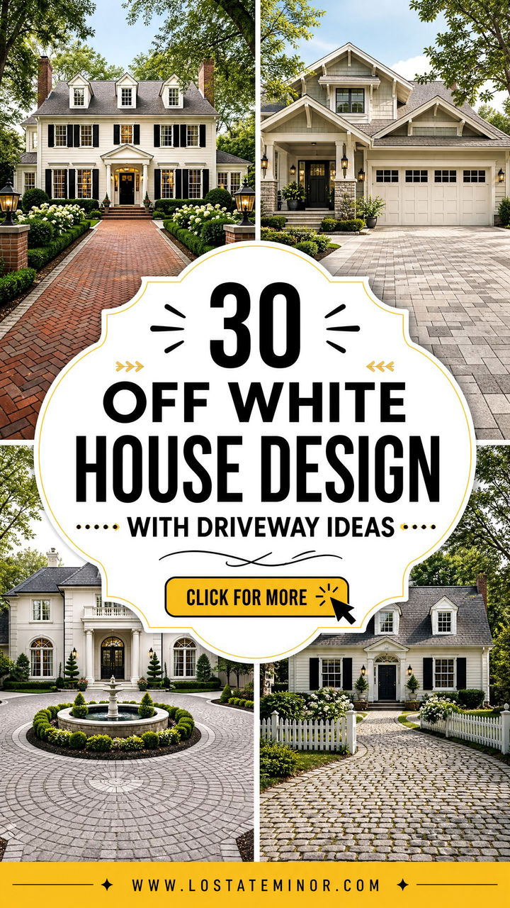 30 Off White House Design With Driveway Ideas Curb Appeal - 30 Off White House Design With Driveway Ideas: Curb Appeal