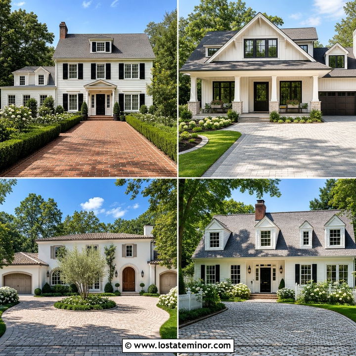 30 Off White House Design With Driveway Ideas: Curb Appeal