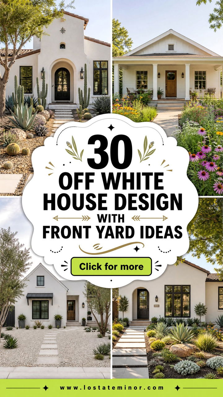 30 Off White House Design With Front Yard Ideas to Inspire - 30 Off White House Design With Front Yard Ideas to Inspire