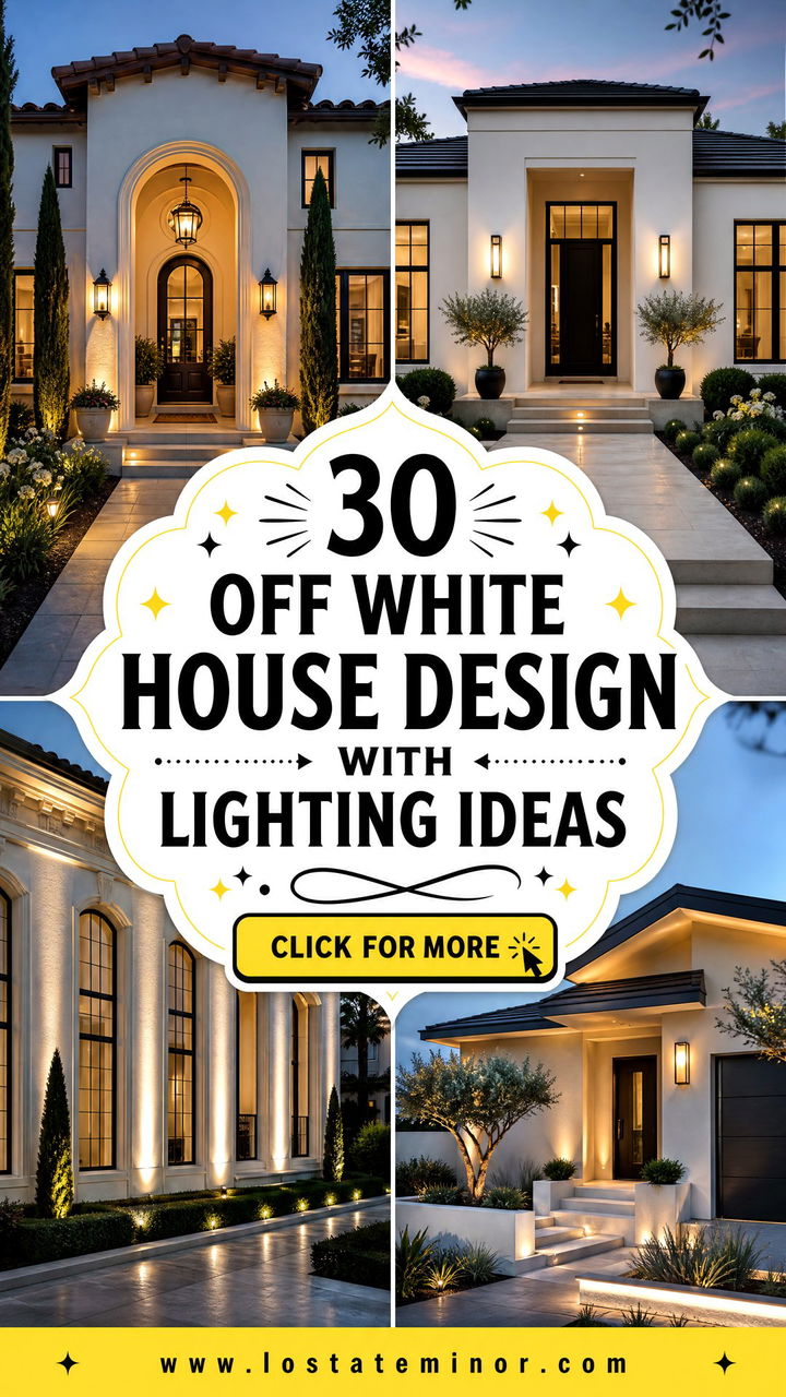 30 Off White House Design With Lighting Ideas for Curb Appeal - 30 Off White House Design With Lighting Ideas for Curb Appeal