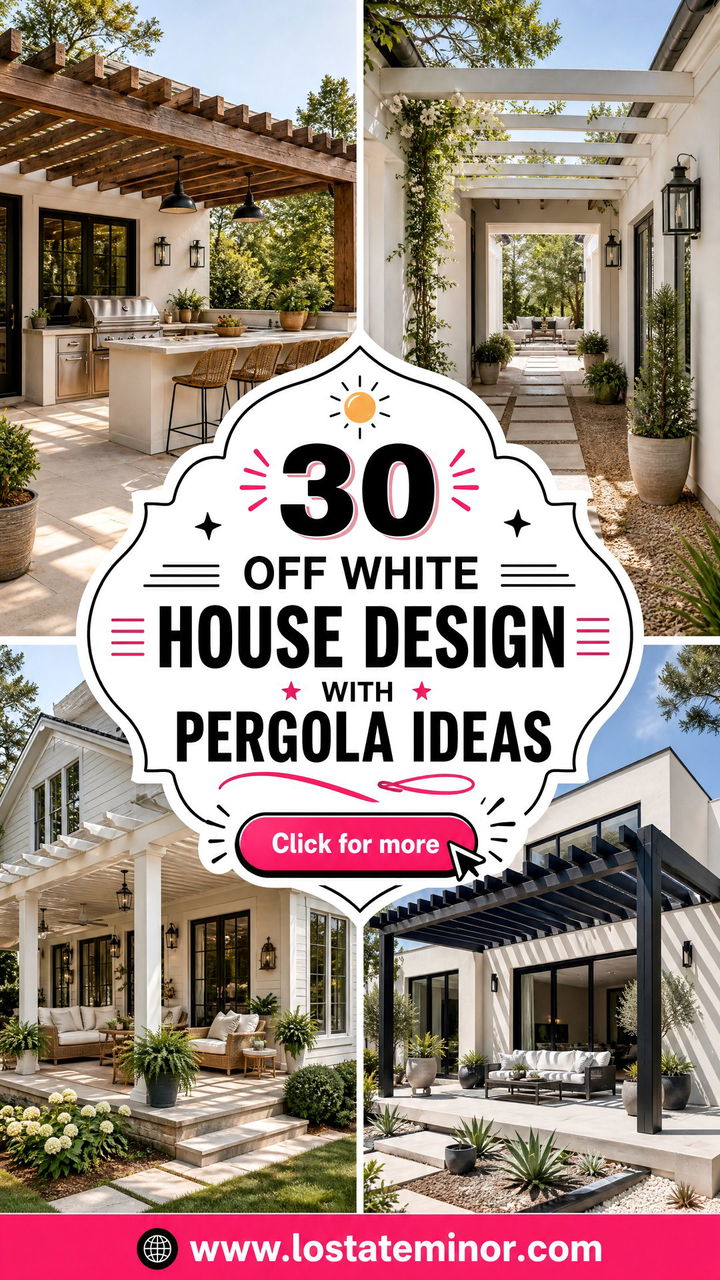 30 Off White House Design With Pergola Ideas for Stylish Shade - 30 Off White House Design With Pergola Ideas for Stylish Shade