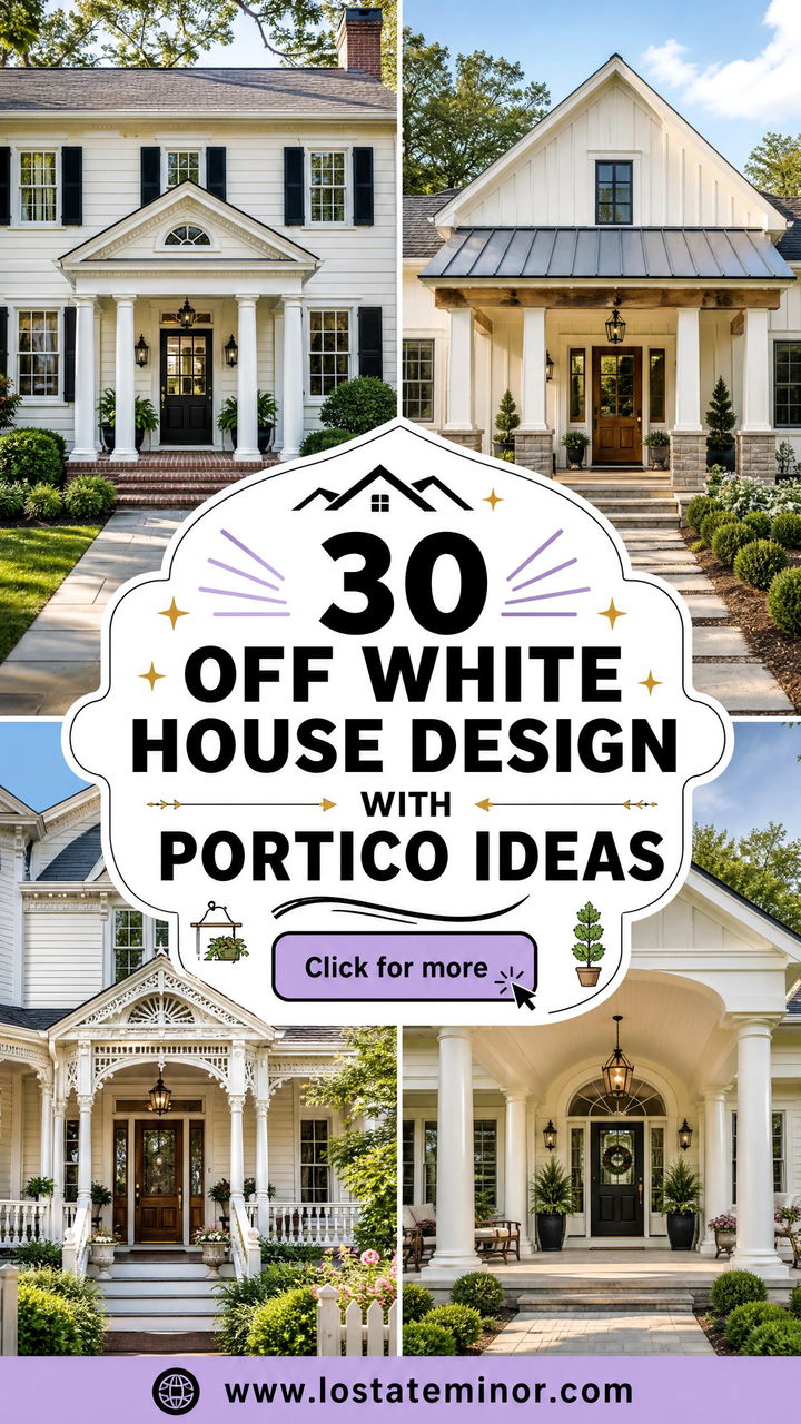 30 Off White House Design With Portico Ideas for Curb Appeal - 30 Off White House Design With Portico Ideas for Curb Appeal