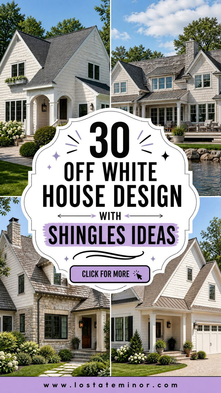 30 Off White House Design With Shingles Ideas for Classic Style - 30 Off White House Design With Shingles Ideas for Classic Style