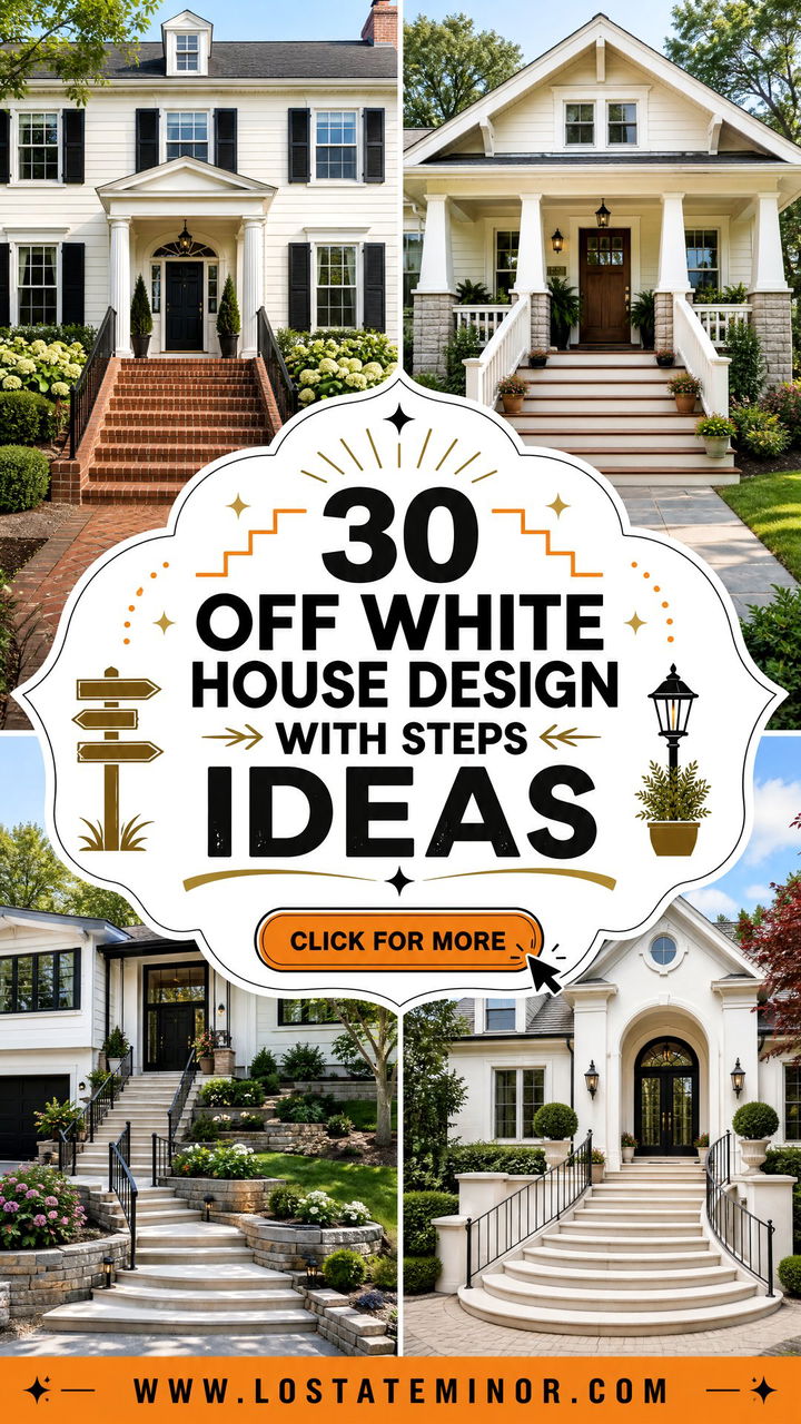 30 Off White House Design With Steps Ideas for a Warm Welcome - 30 Off White House Design With Steps Ideas for a Warm Welcome