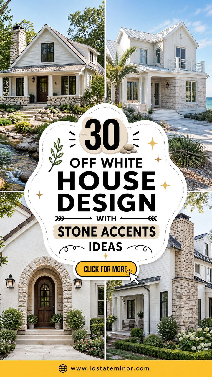 30 Off White House Design With Stone Accents Ideas to Inspire - 30 Off White House Design With Stone Accents Ideas to Inspire